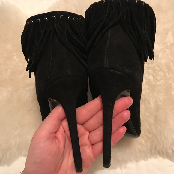 Prada Black Suede Fringe Booties - Picture 6 of 8